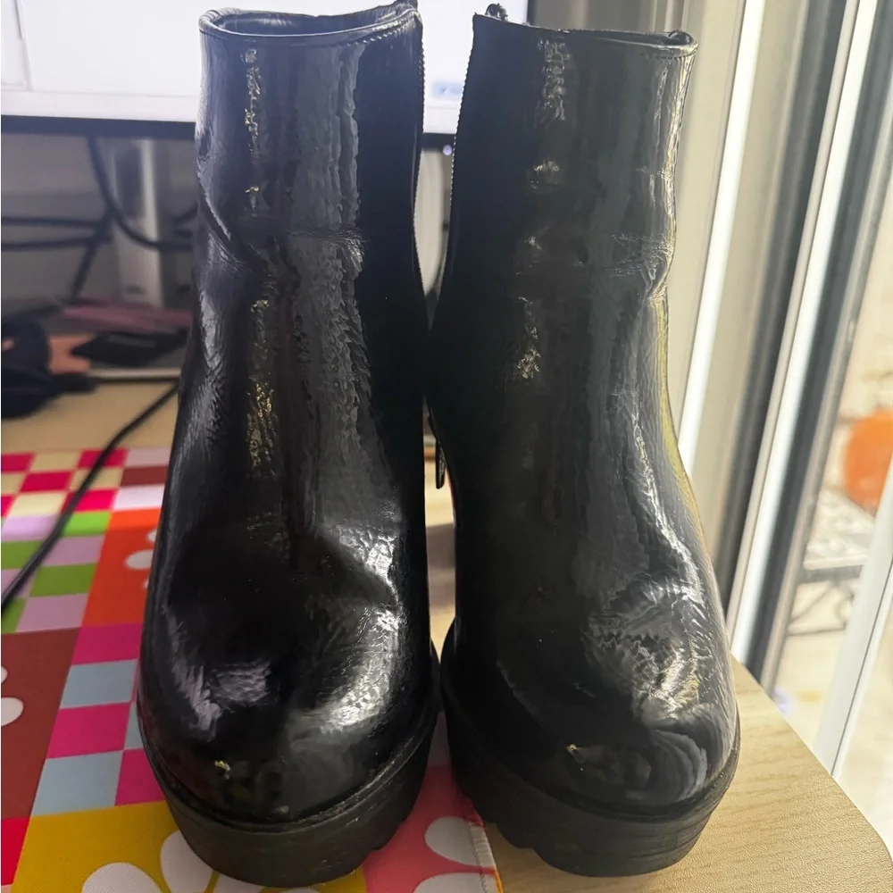 Black Platform Heeled Ankle Boots